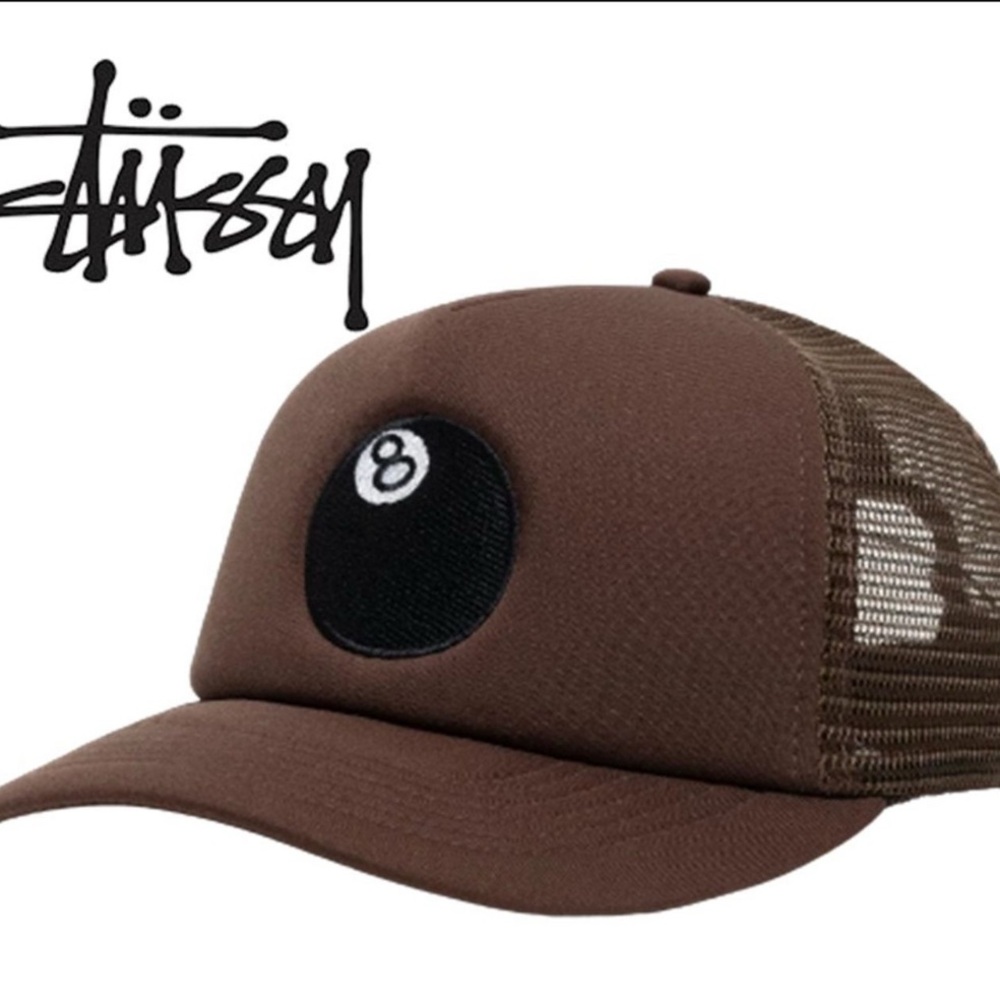 Stussy Brown Trucker Hat with Mesh Back